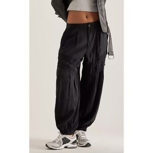 By Anthropologie‎ Pieced Lace Joggers Black Barrel Pants Women's Size Small